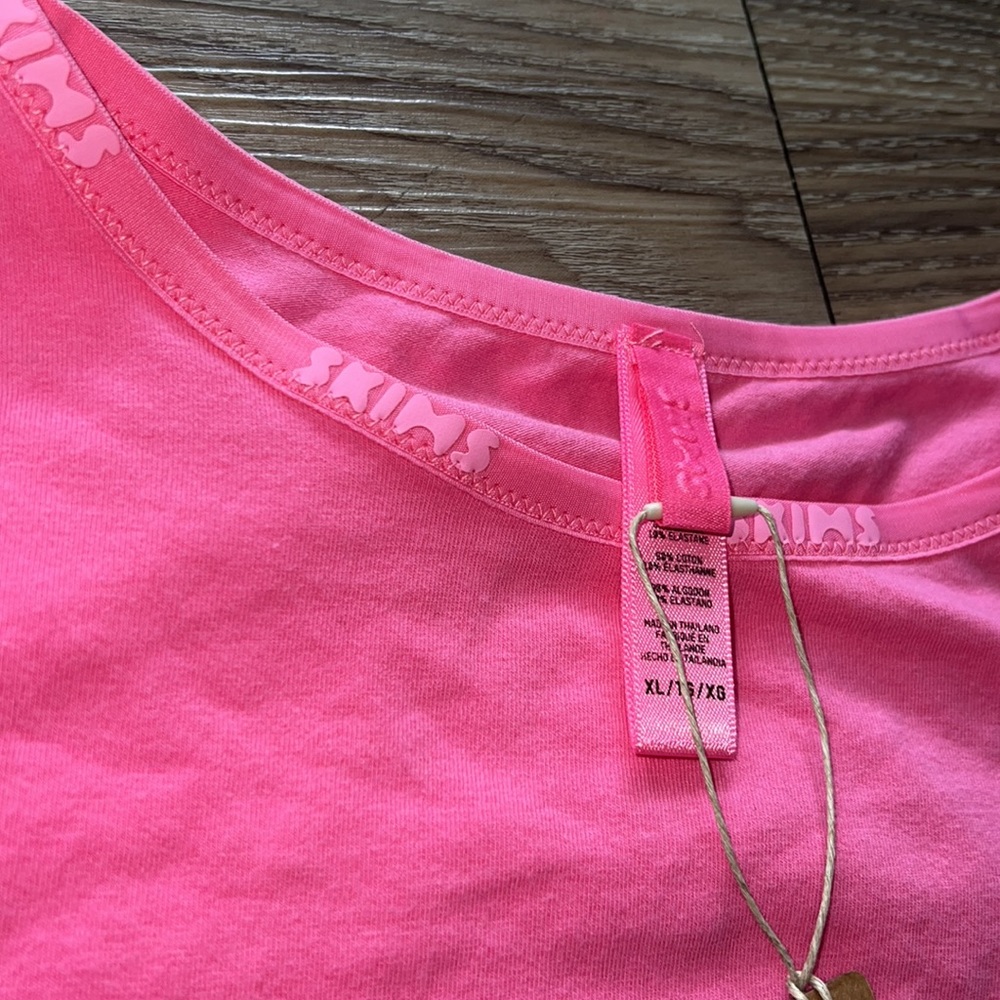 skims pink crop cotton logo top - Picture 3 of 5